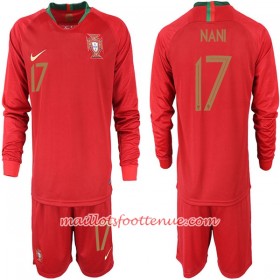 Maillot/Tenue Portugal NANI 17 Enfant Domicile Coupe du monde 2018 Manche Longue
